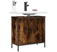vidaXL Armoire Lavabo de Salle de Bain, Placard sous Vasque avec Porte, Meuble de Rangement, Organisateur de Toilette Intérieur, Chêne Fumé