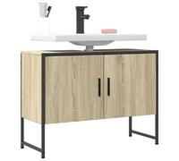 vidaXL Armoire Lavabo de Salle de Bain, Placard sous Vasque avec Porte, Meuble de Rangement, Organisateur de Toilette Intérieur, Chêne Sonoma Bois d'Ingénierie