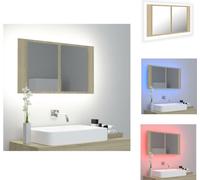 vidaXL Armoire LED pour miroir de salle de bains Chêne Sonoma 80x12x45 cm Acrylique - lavabos de salle de bains