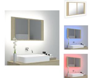 vidaXL Armoire LED pour miroir de salle de bains Chêne Sonoma 80x12x45 cm Acrylique - lavabos de salle de bains
