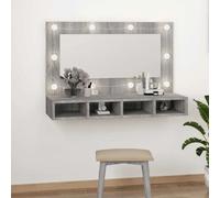 vidaXL Spiegelkast met LED-verlichting 90x31,5x62 cm grijs sonoma820458 Gris G