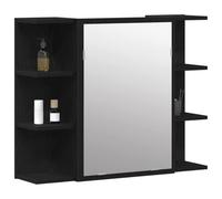 vidaXL Armoire Miroir Chêne Noir 80 x 20,5 x 64 cm Bois d'ingénierie, Rangement de Salle de Bain Moderne, Cabinet Mural rectangulaire, Miroir vanité, Solution Gain de Place