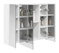 vidaXL Armoire Miroir de Salle de Bain Blanc 60 x 14,5 x 50 cm, Rangement salle de bains, armoire rectangulaire, miroir mural, meuble DIY gain de place, étagère ajustable, organisateur