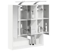 vidaXL Armoire Miroir de Salle de Bain Blanc 60 x 14.5 x 70 cm, Agencement Moderne de Salle de Bain, Cabinet Murale, Miroir Réfléchissant, Étagères Réglables, Rangement en Bois