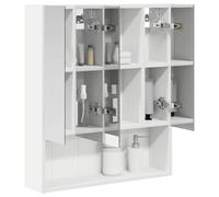 vidaXL Armoire Miroir de Salle de Bain Blanc 60 x 14.5 x 70 cm, Agencement Moderne de Salle de Bain, Cabinet Murale, Miroir Réfléchissant, Étagères Réglables, Rangement en Bois
