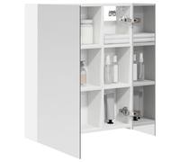 vidaXL Armoire Miroir de Salle de Bain Blanc 60 x 14,5 x 70 cm, Mobilier de salle de bain, cabinet de rangement rectangulaire, miroir mural, étagères ajustables, design fonctionnel