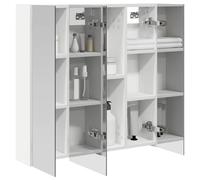 vidaXL Armoire Miroir de Salle de Bain Blanc 70 x 14,5 x 70 cm, Rangement salle de bains, armoire rectangulaire, miroir mural, meuble DIY gain de place, étagère ajustable, organisateur