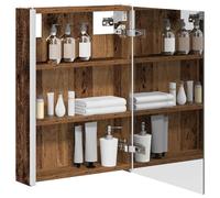 vidaXL Armoire Miroir de Salle de Bain Bois ancien 43 x 11,5 x 60,5 cm, Armoire de salle de bain élégante, miroir mural, rangement moderne, éclairage réglable, gain de place