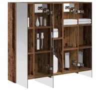 vidaXL Armoire Miroir de Salle de Bain Bois ancien 70 x 14,5 x 70 cm, Rangement salle de bains, armoire rectangulaire, miroir mural, meuble DIY gain de place, étagère ajustable, organisateur