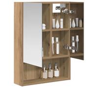 vidaXL Armoire Miroir de Salle de Bain Chêne artisan 50 x 14,5 x 70 cm, Agencement Moderne de Salle de Bain, Cabinet Murale, Miroir Réfléchissant, Étagères Réglables, Rangement en Bois
