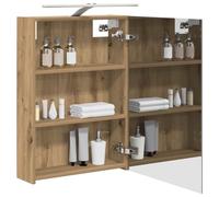 vidaXL Armoire Miroir de Salle de Bain Chêne artisan 50 x 14,5 x 70 cm, Cabinet Miroir Moderne, Rangement Murak, Étagères Chic, Pratiques pour Salle de Bain