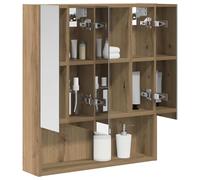 vidaXL Armoire Miroir de Salle de Bain Chêne artisan 60 x 14.5 x 70 cm, Agencement Moderne de Salle de Bain, Cabinet Murale, Miroir Réfléchissant, Étagères Réglables, Rangement en Bois