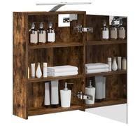vidaXL Armoire Miroir de Salle de Bain Chêne fumé 43 x 16 x 62.5 cm, Salle de bain moderne, armoire de rangement rectangulaire, organisateur mural, miroir double face, meuble vanity réglable