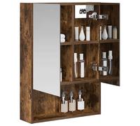 vidaXL Armoire Miroir de Salle de Bain Chêne fumé 50 x 14,5 x 70 cm, Agencement Moderne de Salle de Bain, Cabinet Murale, Miroir Réfléchissant, Étagères Réglables, Rangement en Bois