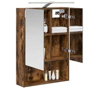 vidaXL Armoire Miroir de Salle de Bain Chêne fumé 50 x 14,5 x 70 cm, Agencement Moderne de Salle de Bain, Cabinet Murale, Miroir Réfléchissant, Étagères Réglables, Rangement en Bois