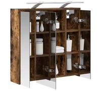 vidaXL Armoire Miroir de Salle de Bain Chêne fumé 63,5 x 16 x 62,5 cm, Salle de bain moderne, armoire de rangement rectangulaire, organisateur mural, miroir double face, meuble vanity réglable