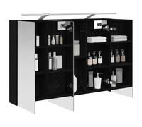 vidaXL Armoire Miroir de Salle de Bain Chêne noir 100 x 14,5 x 70 cm, Rangement salle de bains, armoire rectangulaire, miroir mural, meuble DIY gain de place, étagère ajustable, organisateur