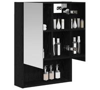 vidaXL Armoire Miroir de Salle de Bain Chêne noir 50 x 14,5 x 70 cm, Agencement Moderne de Salle de Bain, Cabinet Murale, Miroir Réfléchissant, Étagères Réglables, Rangement en Bois