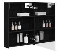 vidaXL Armoire Miroir de Salle de Bain Chêne noir 50 x 14,5 x 70 cm, Cabinet Miroir Moderne, Rangement Murak, Étagères Chic, Pratiques pour Salle de Bain