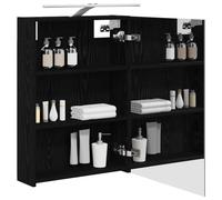 vidaXL Armoire Miroir de Salle de Bain Chêne noir 50 x 14,5 x 70 cm, Cabinet Miroir Moderne, Rangement Murak, Étagères Chic, Pratiques pour Salle de Bain