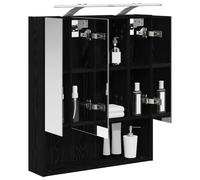 vidaXL Armoire Miroir de Salle de Bain Chêne noir 60 x 14.5 x 70 cm, Agencement Moderne de Salle de Bain, Cabinet Murale, Miroir Réfléchissant, Étagères Réglables, Rangement en Bois
