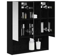 vidaXL Armoire Miroir de Salle de Bain Chêne noir 60 x 14.5 x 70 cm, Agencement Moderne de Salle de Bain, Cabinet Murale, Miroir Réfléchissant, Étagères Réglables, Rangement en Bois