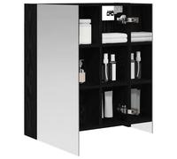 vidaXL Armoire Miroir de Salle de Bain Chêne noir 60 x 14,5 x 70 cm, Mobilier de salle de bain, cabinet de rangement rectangulaire, miroir mural, étagères ajustables, design fonctionnel