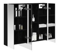 vidaXL Armoire Miroir de Salle de Bain Chêne noir 83,5 x 15,5 x 70 cm, Armoire de salle de bain élégante, miroir mural, rangement moderne, éclairage réglable, gain de place