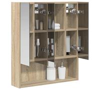 vidaXL Armoire Miroir de Salle de Bain Chêne Sonoma 60 x 14.5 x 70 cm, Agencement Moderne de Salle de Bain, Cabinet Murale, Miroir Réfléchissant, Étagères Réglables, Rangement en Bois