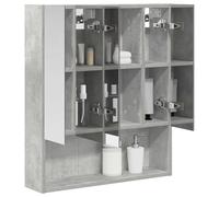 vidaXL Armoire Miroir de Salle de Bain Gris béton 60 x 14.5 x 70 cm, Agencement Moderne de Salle de Bain, Cabinet Murale, Miroir Réfléchissant, Étagères Réglables, Rangement en Bois