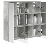 vidaXL Armoire Miroir de Salle de Bain Gris béton 63,5 x 16 x 62,5 cm, Salle de bain moderne, armoire de rangement rectangulaire, organisateur mural, miroir double face, meuble vanity réglable