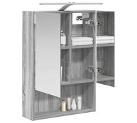 vidaXL Armoire Miroir de Salle de Bain Gris Sonoma 50 x 14,5 x 70 cm, Agencement Moderne de Salle de Bain, Cabinet Murale, Miroir Réfléchissant, Étagères Réglables, Rangement en Bois