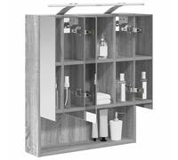 vidaXL Armoire Miroir de Salle de Bain Gris Sonoma 60 x 14.5 x 70 cm, Agencement Moderne de Salle de Bain, Cabinet Murale, Miroir Réfléchissant, Étagères Réglables, Rangement en Bois