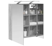 vidaXL Armoire Miroir de Salle de Bain Gris Sonoma 60 x 14,5 x 70 cm, Mobilier de salle de bain, cabinet de rangement rectangulaire, miroir mural, étagères ajustables, design fonctionnel