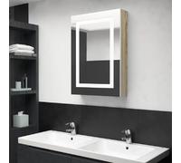vidaXL Armoire Miroir LED Blanc/Chêne