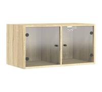 vidaXL Armoire Murale avec Portes en Verre, Meuble de Rangement Suspendu avec Compartiment, Organisateur de Maison Salle de Séjour Intérieur, Moderne, Chêne Sonoma