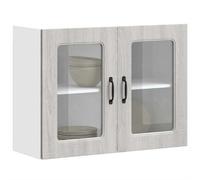 vidaXL Armoire murale de cuisine avec porte vitrée "Kalmar" Bois d'ingénierie gris Sonoma 853613 Gris