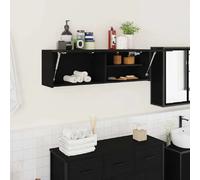 vidaXL Armoire Murale de Bain Noir 100x25x30 cm Bois d'ingénierie, Placard Mural de Salle de Bain, Armoire Murale pour Salle de Bain, Rangement Mural de Salle de Bain