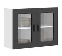 vidaXL Armoire Murale de Cuisine avec Porte en Verre Kalmar Noir, Meuble Mural de Cuisine, armoires murales avec Portes, Armoire Murale de Cuisine avec Portes