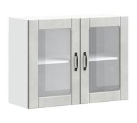 vidaXL Armoire Murale de Cuisine avec Porte en Verre Lucca Gris béton, Meuble Mural de Cuisine, armoires murales avec Portes, Armoire Murale de Cuisine avec Portes