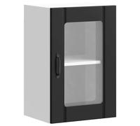vidaXL Armoire Murale de Cuisine avec Porte en Verre Lucca Noir, Meuble Mural de Cuisine, armoires murales avec Portes, Armoire Murale de Cuisine avec Portes