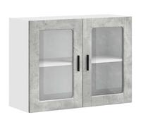 vidaXL Armoire Murale de Cuisine avec Porte en Verre Porto Gris béton, Meuble Mural de Cuisine, armoires murales avec Portes, Armoire Murale de Cuisine avec Portes