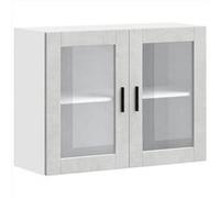 vidaXL Armoire Murale de Cuisine avec Porte en Verre Porto Gris béton, Meuble Mural de Cuisine, armoires murales avec Portes, Armoire Murale de Cuisine avec Portes