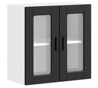 vidaXL Armoire Murale de Cuisine avec Porte en Verre Porto Noir