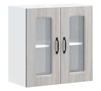 vidaXL Armoire murale de cuisine Kalmar porte vitrée Bois d'ingénierie Gris Sonoma