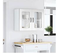 vidaXL Armoire murale de cuisine Kalmar – porte vitrée, bois d'ingénierie blanc brillant