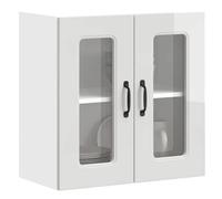 vidaXL Armoire murale de cuisine Kalmar – Porte vitrée, Bois d'ingénierie Blanc brillant