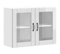 vidaXL Armoire Murale de Cuisine avec Porte vitrée Lucca Bois d'ingénierie Blanc Brillant