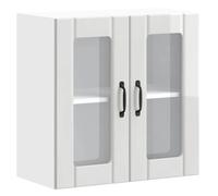 vidaXL Armoire Murale de Cuisine avec Porte vitrée Lucca Bois d'ingénierie Blanc Brillant