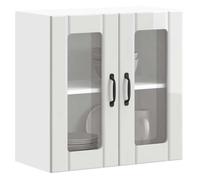 vidaXL Armoire murale de cuisine Lucca, porte vitrée, bois d'ingénierie blanc brillant, 853909